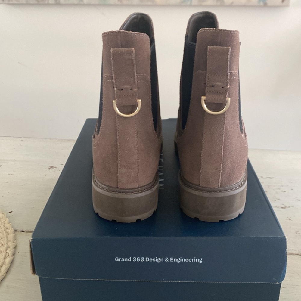 Cole Haan Taupe Suede Chelsea Ankle Boots - Picture 6 of 12